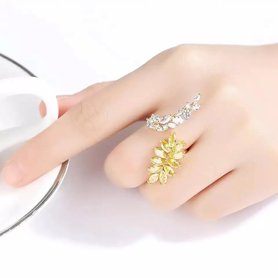 Gold Adjustable Leaf Ring