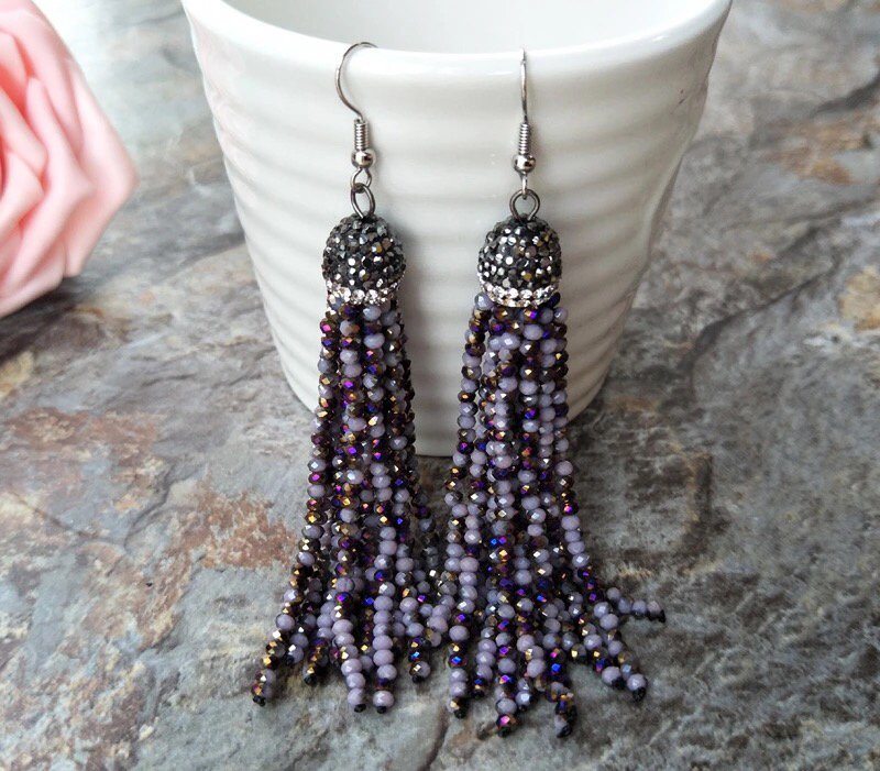 Rhinestone Tassel Dangle Earrings